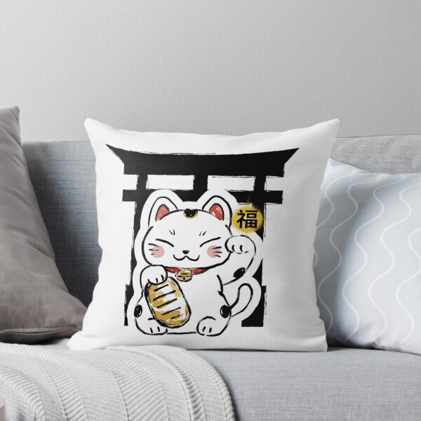 Item preview, Lucky Maneki Neko Cat with Japanese Torii Gate designed and sold by M2CREATIVEHUB.