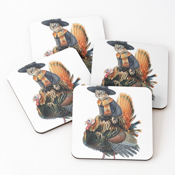 Item preview, Thanksgiving Turkey Riding Witchy Cat designed and sold by cheryl-pollard9.