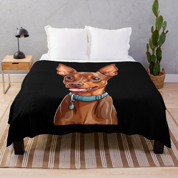 Item preview, Smiling Min Pin Dog Portrait with Blue Collar designed and sold by SoyLamderma.