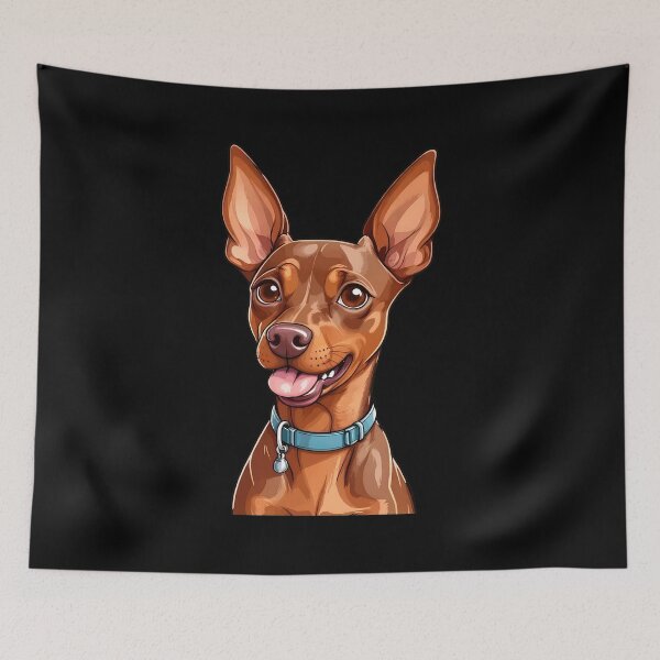 Item preview, Smiling Min Pin Dog Portrait with Blue Collar designed and sold by SoyLamderma.