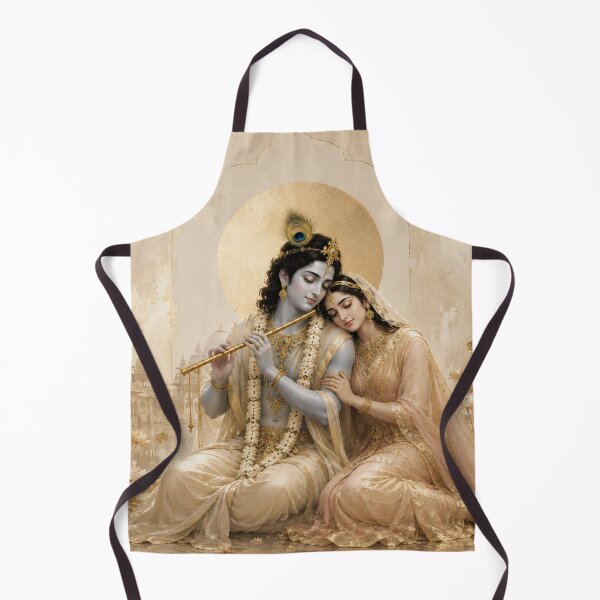 Artikelvorschau, Goldene Hingabe von Radha und Krishna – Kunstdruck des göttlichen Paares entworfen und verkauft von Common Mood.