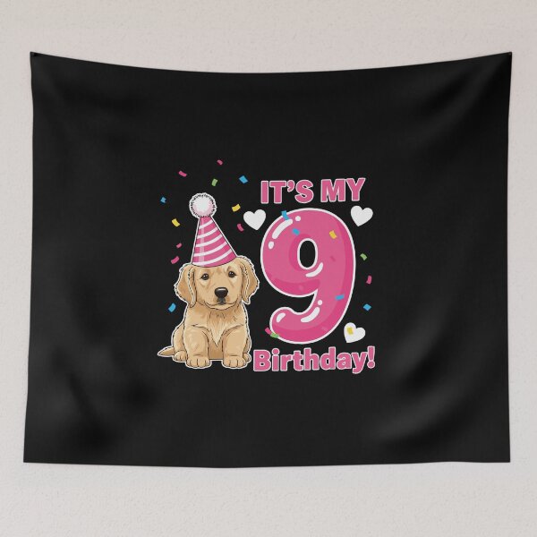 Item preview, It's My 9 Birthday Golden Retriever Puppy Kids Celebration designed and sold by PopStars1993.