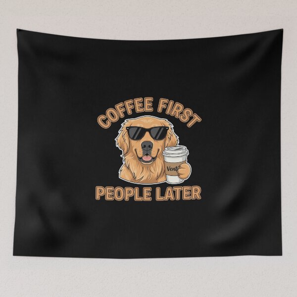 Item preview, Coffee First People Later Golden Retriever Coffee Lover Dog Owner designed and sold by PopStars1993.