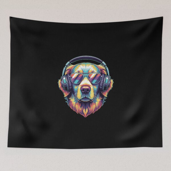 Item preview, Golden Retriever Music Lover Dog Headphones Sunglasses designed and sold by PopStars1993.