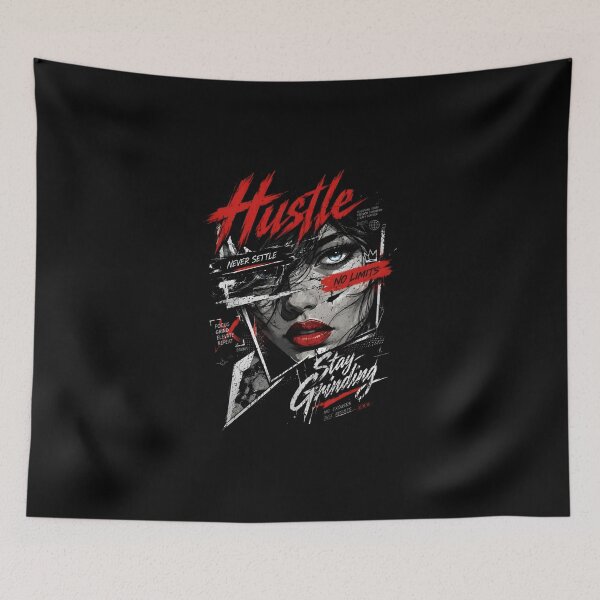 Item preview, Hustle Never Settle – No Limits Motivational Street Art designed and sold by Royal-House.