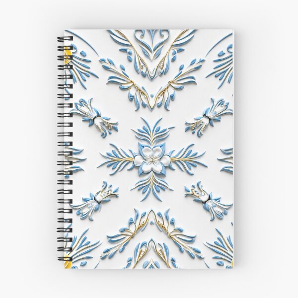 Item preview, Golden Blue Floral Relief – Elegant 3D Ornamental Pattern designed and sold by Colorshow-relax.