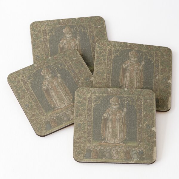Item preview, Cat Bishop Blessing a Row of Mice Illuminated Print designed and sold by PictorialWhimsy.
