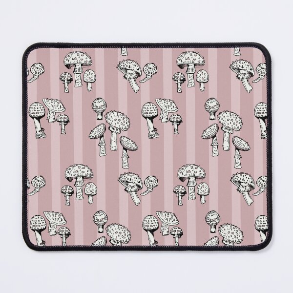 Item preview, Poisonous Red Cap Mushroom Fungi Seamless Pattern Pink Stripe designed and sold by LauraCoxArt.