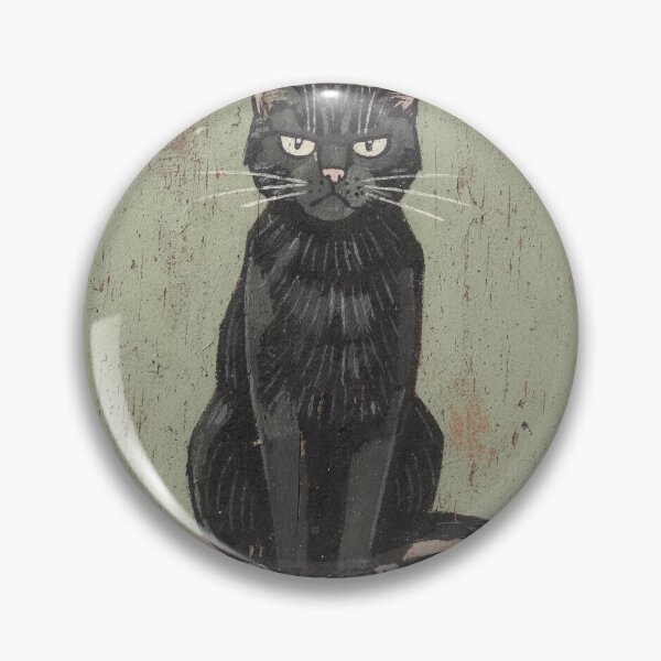 Item preview, Serious Black Cat Sitting Straight Folk Art Print designed and sold by PictorialWhimsy.