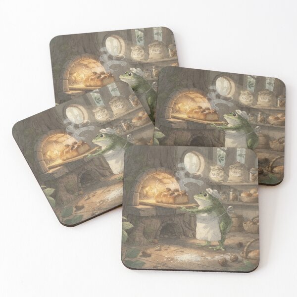 Item preview, Toad Baker Pulling Acorn Bread From a Stump Oven Print designed and sold by PictorialWhimsy.