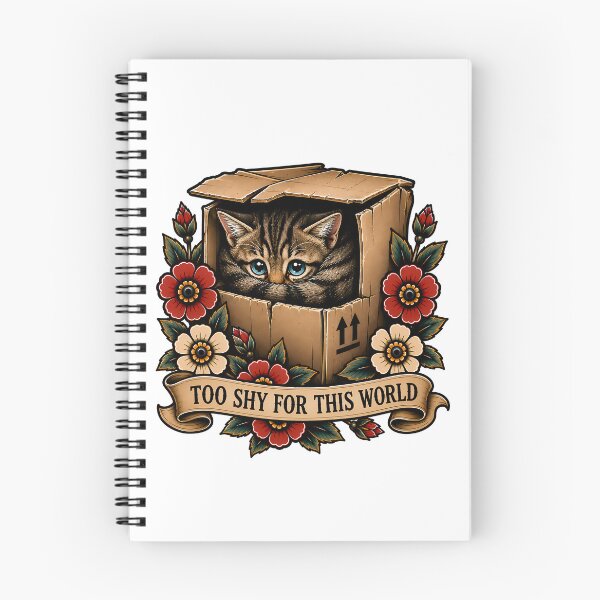 Item preview, Cute Shy Kitten In Box Traditional Tattoo Art designed and sold by Old's Cool Cat Studio.