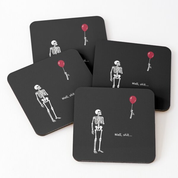 Item preview, funny skeleton lost arm red balloon well shit dark humor designed and sold by MathewNoMid12.