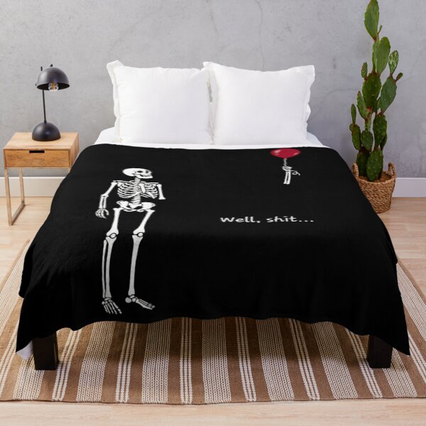 Item preview, funny skeleton lost arm red balloon well shit dark humor designed and sold by MathewNoMid12.