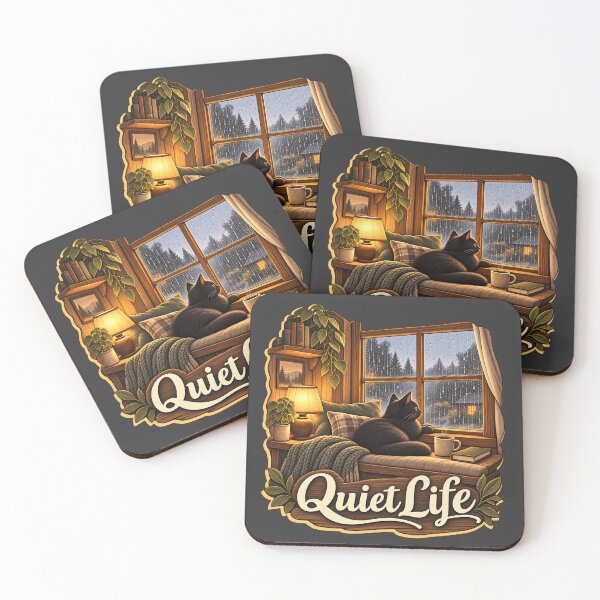 Item preview, Quiet Life — Black Cat Rainy Window designed and sold by QuietNovaShop.