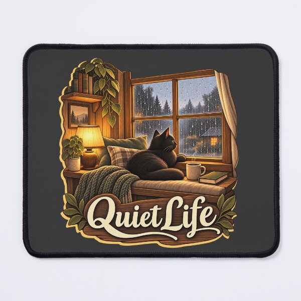 Item preview, Quiet Life — Black Cat Rainy Window designed and sold by QuietNovaShop.