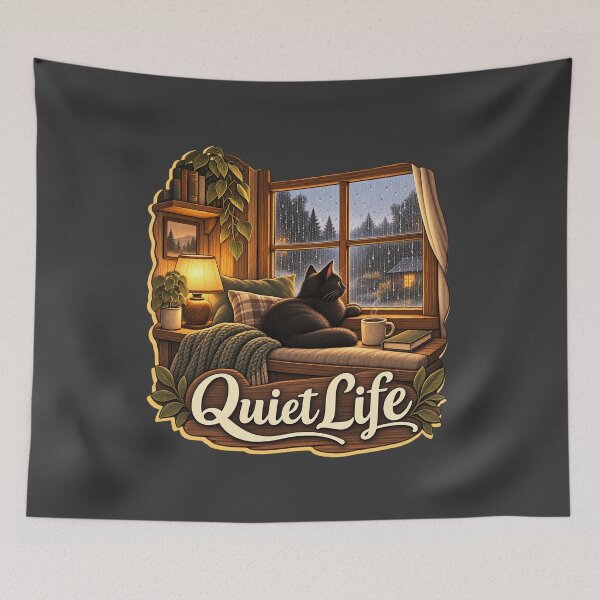 Item preview, Quiet Life — Black Cat Rainy Window designed and sold by QuietNovaShop.