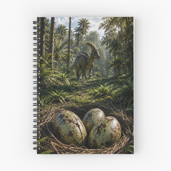Item preview, Parasaurolophus Guarding Dinosaur Eggs in Jungle designed and sold by Vaelia.