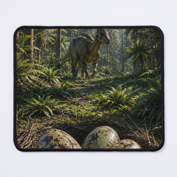 Item preview, Parasaurolophus Guarding Dinosaur Eggs in Jungle designed and sold by Vaelia.