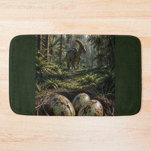 Item preview, Parasaurolophus Guarding Dinosaur Eggs in Jungle designed and sold by Vaelia.