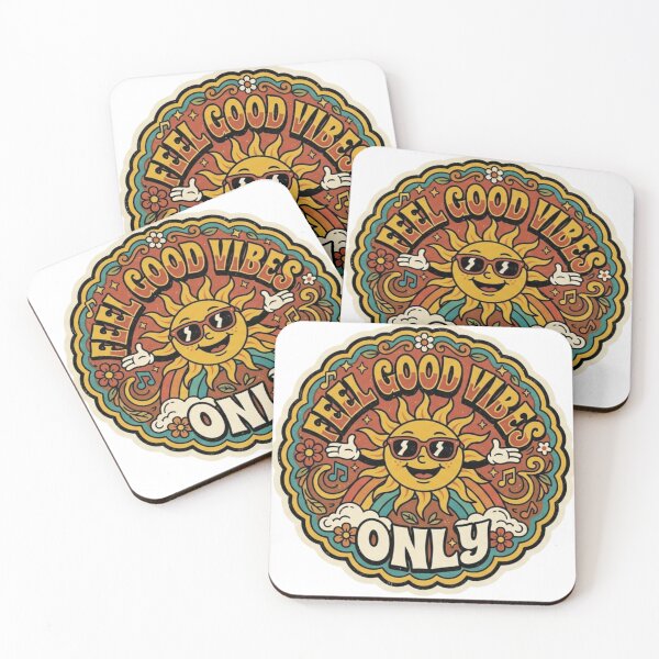 Item preview, Feel Good Vibes Only Vintage Retro Sun Mascot Badge designed and sold by lovepower.