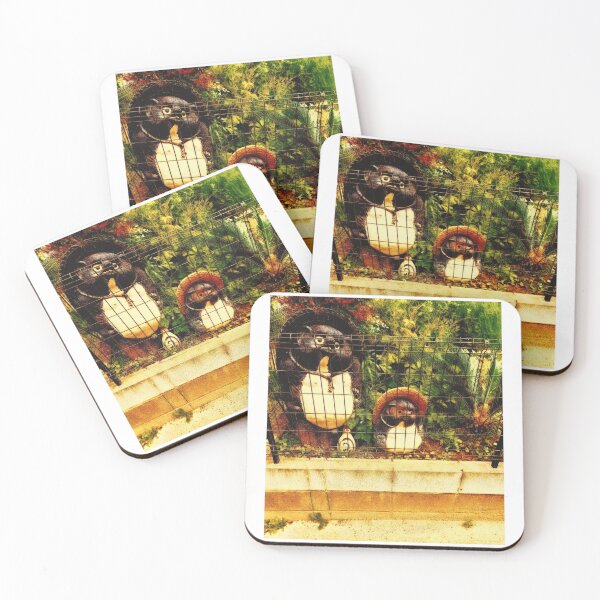 Item preview, Sunset Glow Japanese Raccoon Dog Garden Statues Orange Nostalgia Photo designed and sold by studio-koichiro.