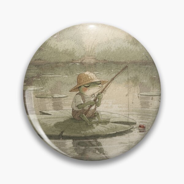 Item preview, Frog Fisherman Dozing on a Lily Pad Print designed and sold by PictorialWhimsy.