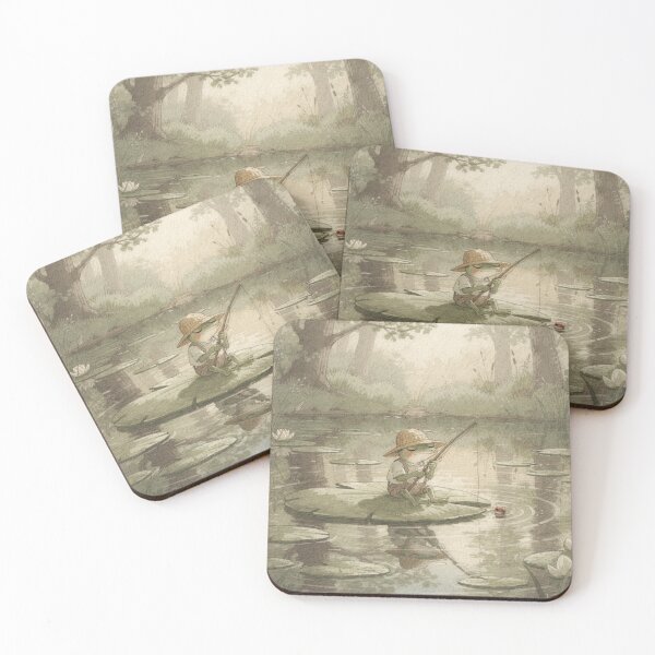 Item preview, Frog Fisherman Dozing on a Lily Pad Print designed and sold by PictorialWhimsy.