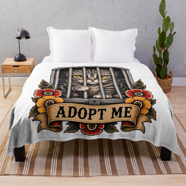 Item preview, Adopt Me Sad Cat Traditional Tattoo Art designed and sold by Old's Cool Cat Studio.