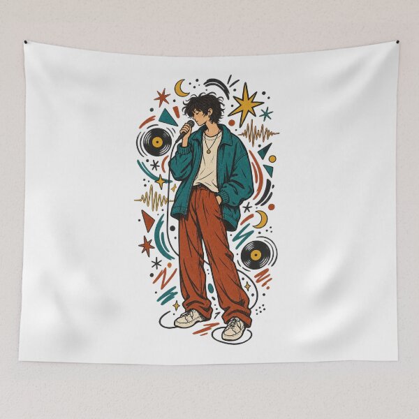 Item preview, Indie Music Dreamer – Retro Singer Illustration glen hansard designed and sold by OSAMA MO.