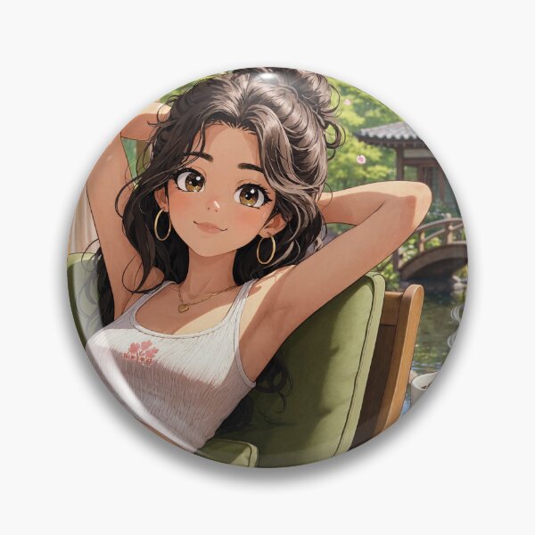 Item preview,  Cute anime manga girl reclining with a cup of coffee designed and sold by Vintage Designs +.