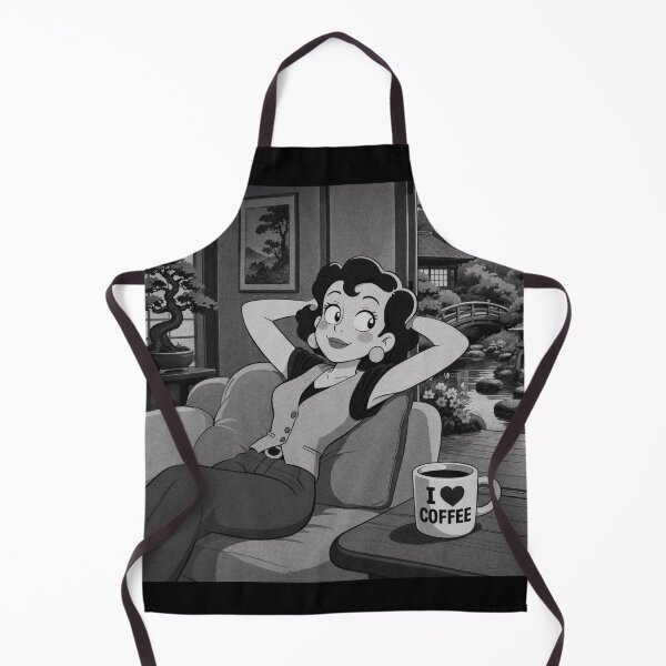 Item preview, Cute anime manga girl reclining with a cup of coffee designed and sold by Vintage Designs +.