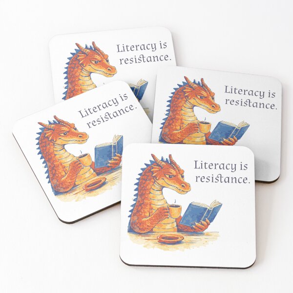 Item preview, Literacy Is Resistance - Book-Reading Dragon designed and sold by Riot-And-Hope.