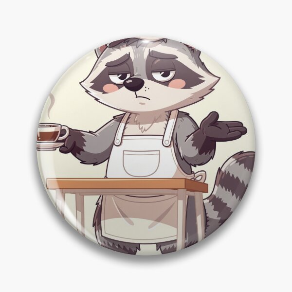 Item preview, Grumpy Raccoon Barista Refusing to Make Decaf Cartoon Art designed and sold by PictorialWhimsy.