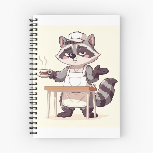 Item preview, Grumpy Raccoon Barista Refusing to Make Decaf Cartoon Art designed and sold by PictorialWhimsy.