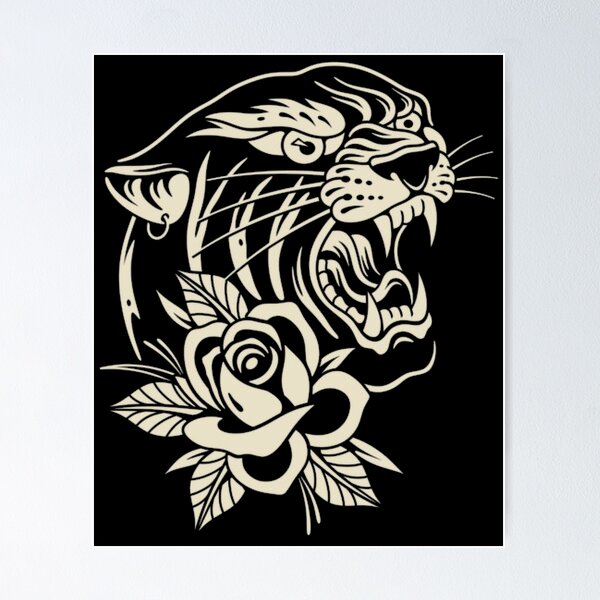 Item preview, Trad Tiger And Rose Tattoo Style designed and sold by juliacoast88.