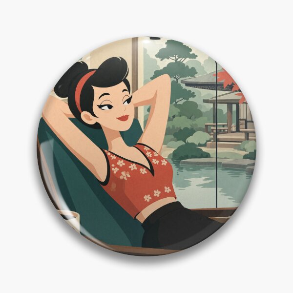 Item preview,  Cute anime manga girl reclining with a cup of coffee designed and sold by Vintage Designs +.