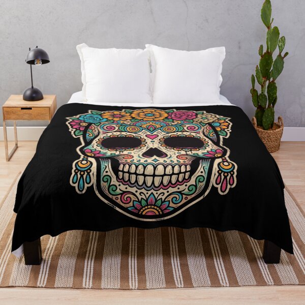 Item preview, Floral Sugar Skull Calavera Day of the Dead Art Print designed and sold by FreiherrPK.