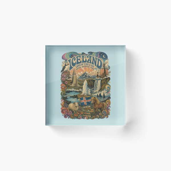 Item preview, Iceland Land of Fire and Ice Vintage Travel Poster designed and sold by Skyrocketz.