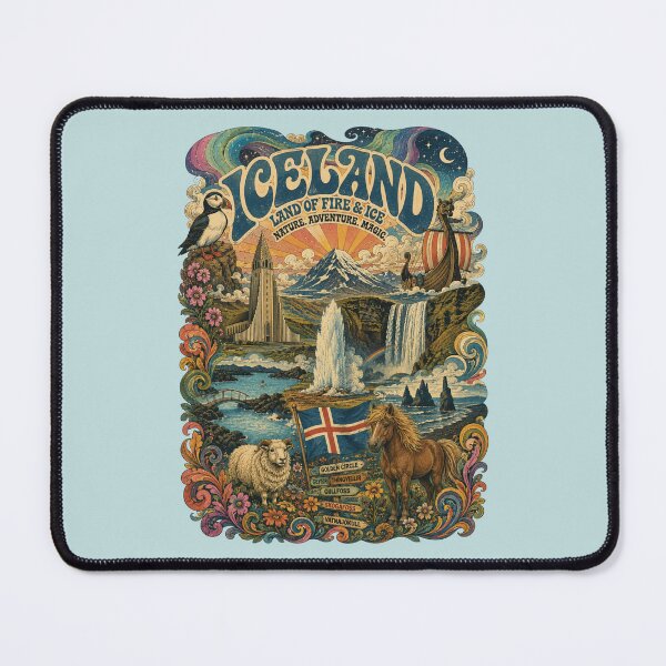 Item preview, Iceland Land of Fire and Ice Vintage Travel Poster designed and sold by Skyrocketz.