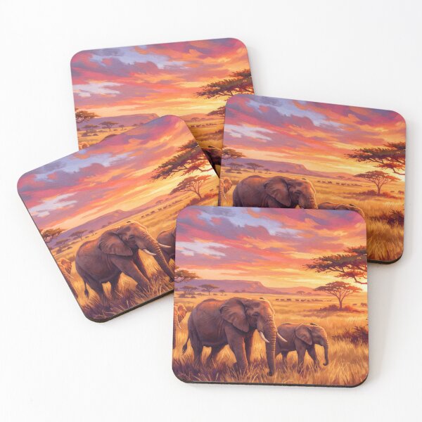 Item preview, Serengeti Elephant Safari Sunset designed and sold by RedPeaStudio.