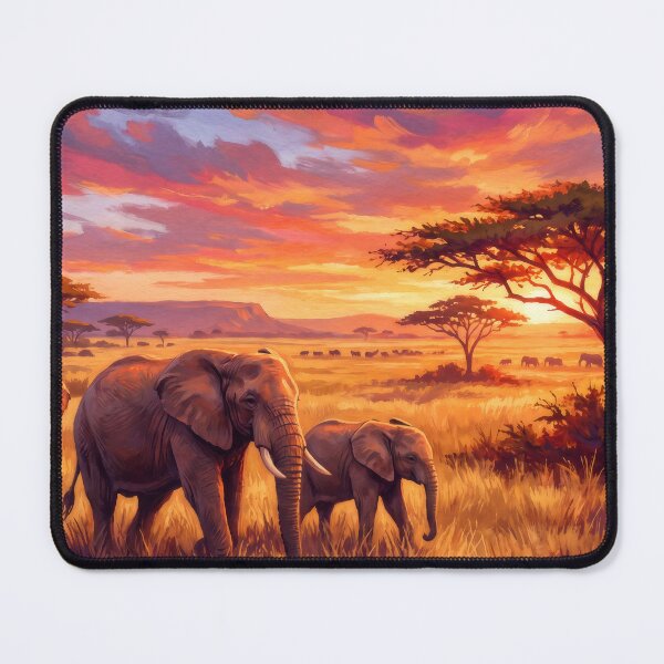 Item preview, Serengeti Elephant Safari Sunset designed and sold by RedPeaStudio.