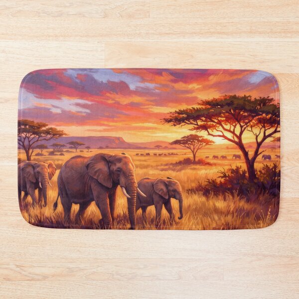 Item preview, Serengeti Elephant Safari Sunset designed and sold by RedPeaStudio.