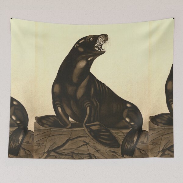 Item preview, Vintage Basel Zoo Poster | Early 20th Century Seal Art | Art Nouveau Lithograph | Swiss Zoo History | Realistic Wildlife Illustration designed and sold by artofuniverse.