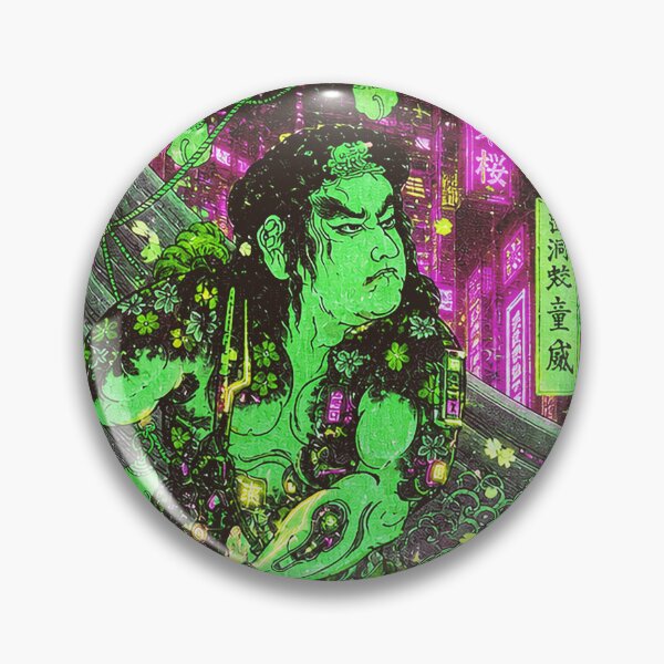 Item preview, Cyberpunk Ukiyo-e Samurai | Japanese Warrior Green Art designed and sold by RhymeArc.