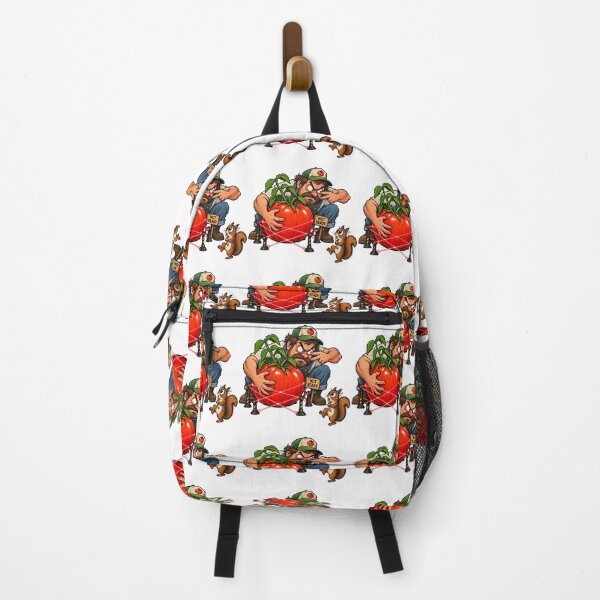 Item preview, Funny Gardener Protecting Tomato From Squirrel Cartoon designed and sold by Concrete Coffee Studio.