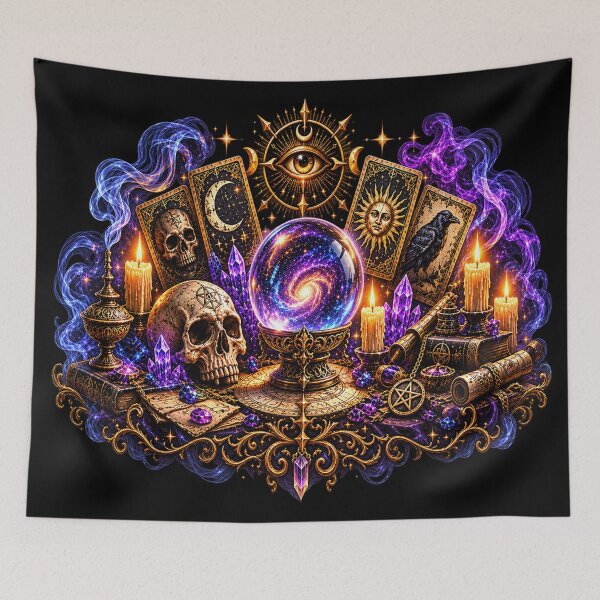 Item preview, Mystical Occult Altar – Crystal Ball, Tarot & Arcane Secrets designed and sold by TroviTutto.
