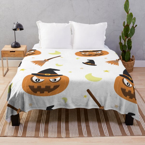 Item preview, Spooky Halloween Pumpkin Broom Pattern designed and sold by AePuti.