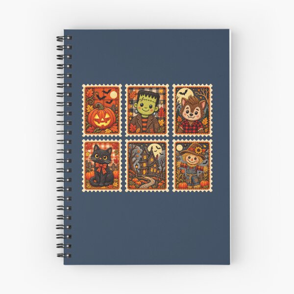 Item preview, Kawaii Vintage Halloween Stamps – Cute Pumpkin, Frankenstein, Werewolf, Black Cat & Scarecrow designed and sold by ALH Apparel.