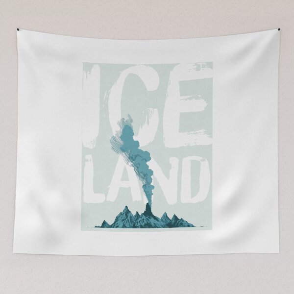 Item preview, Iceland Volcano Mountains, Vintage Teal Wall Art designed and sold by MarkedArtPrints.