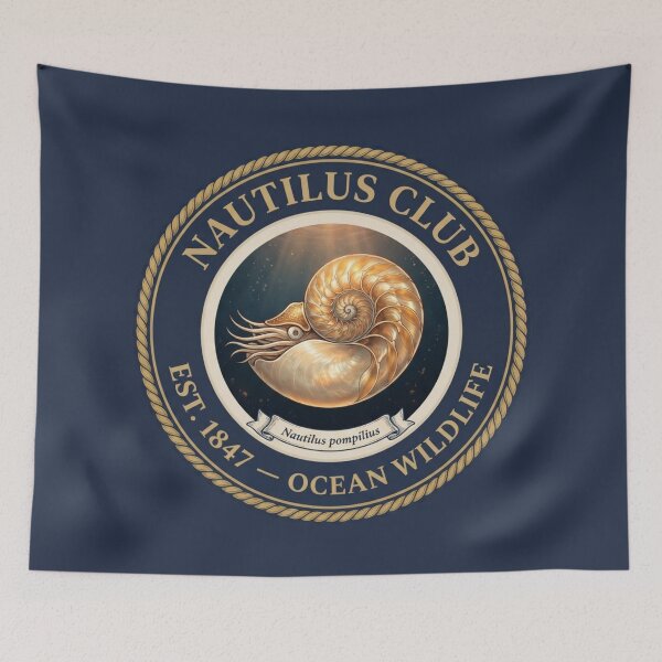 Item preview, Nautilus Club Vintage Badge Ocean Wildlife Art designed and sold by CalmCapy Co.